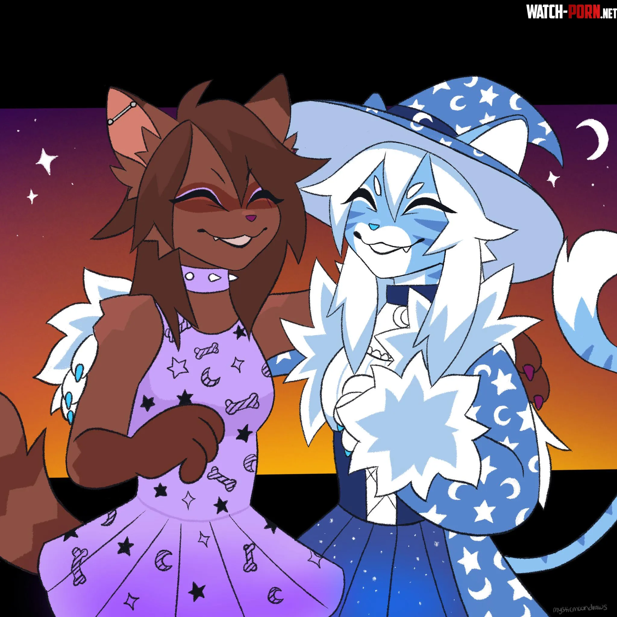 My friend and I  Art by me by mysticmoondraws