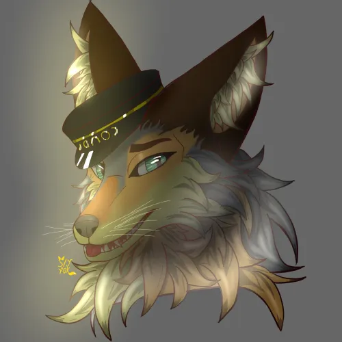 Thumbnail Immerse Yourself in newalt-621's 'Headshot of a Conductor Coyote' in Furry