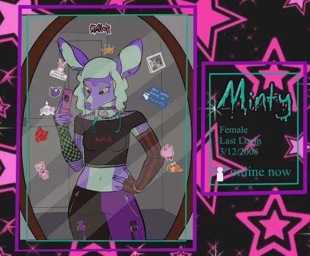 Thumbnail FrinkleCat's Artistic Tribute to Deer Friends in 'Myspace PFP Badge'
