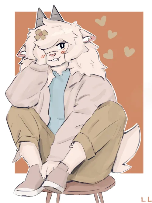 Thumbnail Happy Goat Art by Thegreatl0: A Furry Creation