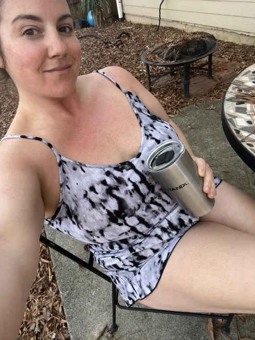 Thumbnail HelloLanna_XO's Dreamy Scenario: Coffee on the Patio in PJs - MatureMilf Life
