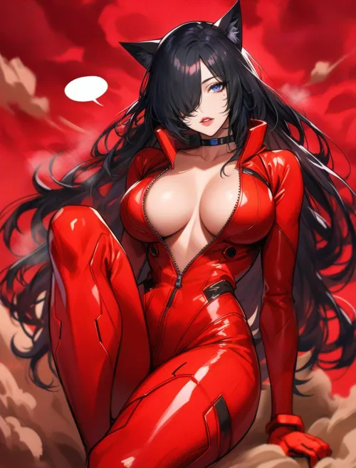 Thumbnail Sleek and Stylish: Red Catsuit by CheetahSperm18 | animebodysuits