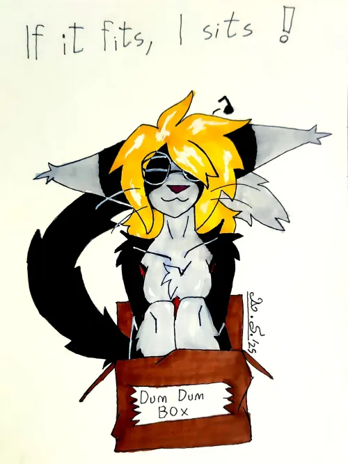 Thumbnail Quirky Art 'If It Fits I Sits' by Dalek_Sath in Furry