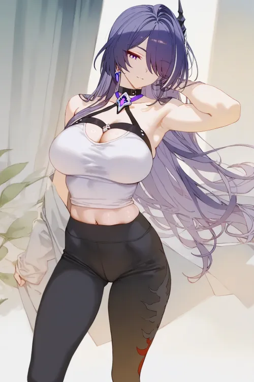 Thumbnail Acheron Honkai Star Rail: Journey into Anime Midriff Fashion by CheetahSperm18