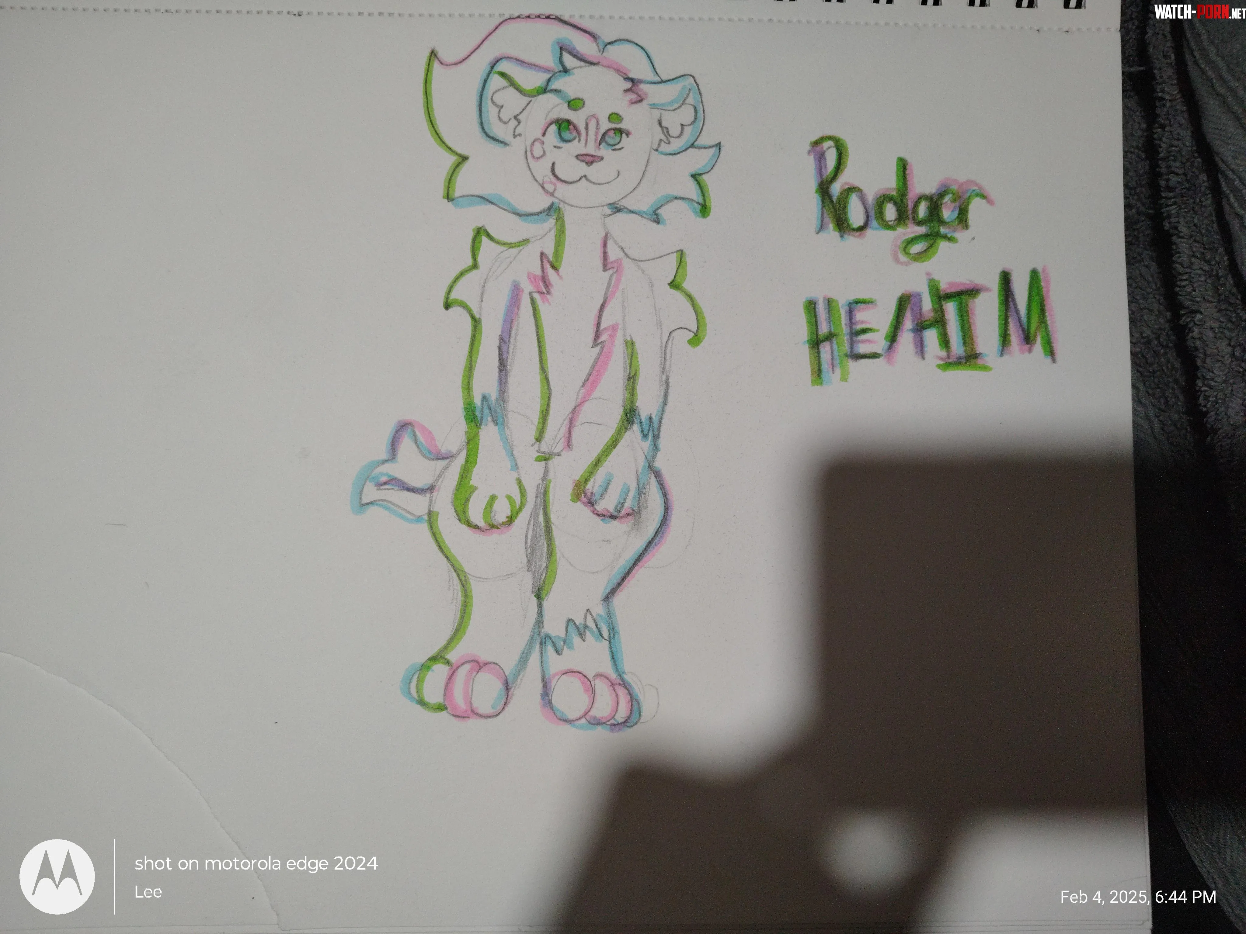 A little sketch of my fursona I did during ELA class X3 by KenzleyLooksInto
