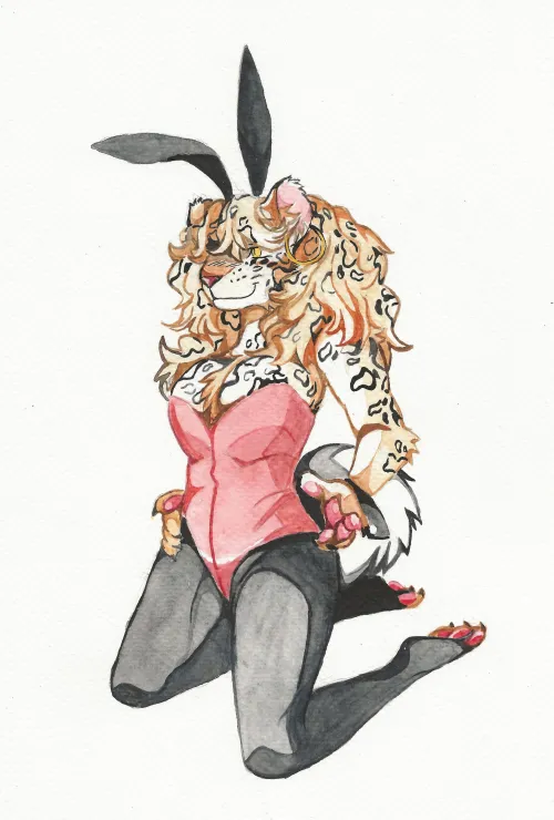 Thumbnail Leopard in a Bunny Suit Art by Terrible_Dot5553 | Furry