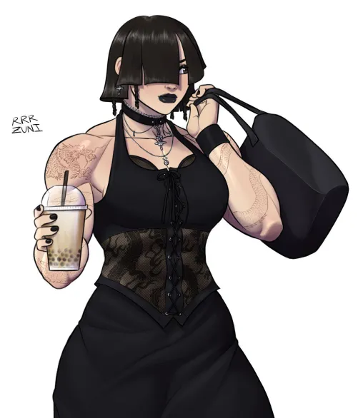 Thumbnail Buff Goth Girl RRRZuni Showcases Strength Through Art | fitdrawngirls