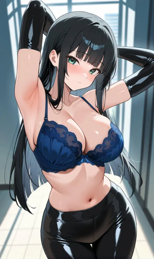 Thumbnail Latex & Blue Lace: Fashion Inspiration in animemidriff by CheetahSperm18