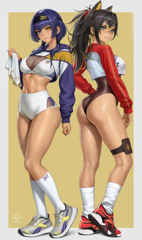 Thumbnail Llamanatee's Animebodysuits Adventure: Gym Candace & Dehya in Genshin Impact Fun