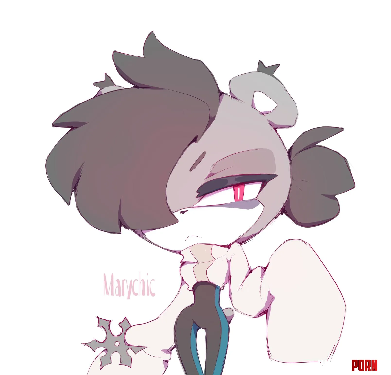 Another follower oc redesign this one went from cute girl to assassin XD Art by me by Marychic3908