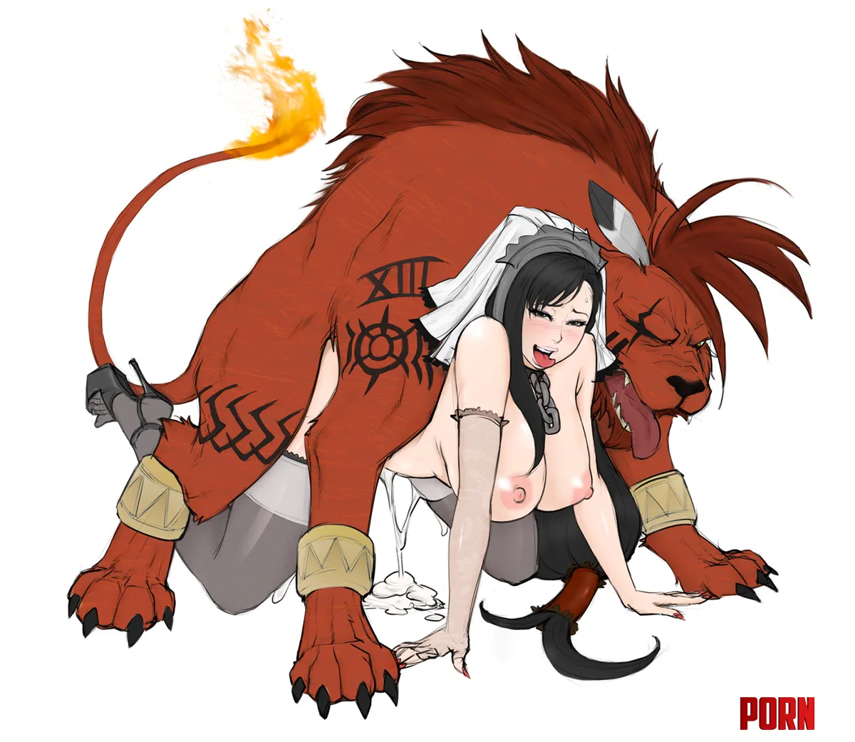 Tifa Lockhart and Red XIII during their honeymoon Legoman by KinkyHentaiPrincess