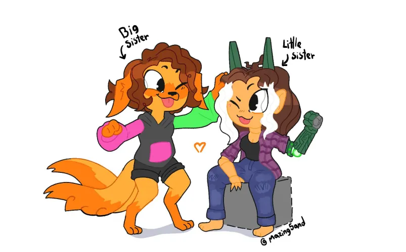 Thumbnail Different Species Sisters Artwork by MazingSand in Furry