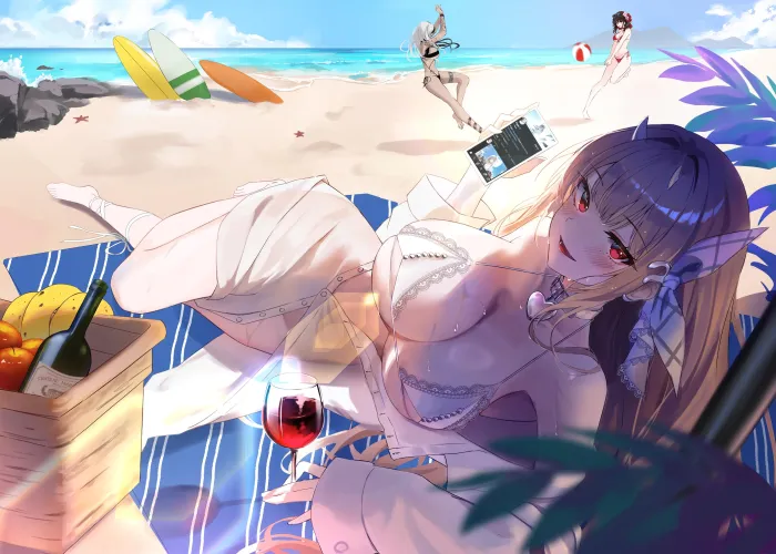 Thumbnail Viper Browsing through Twitter on the Beach by marxsander2016 | OppaiLove