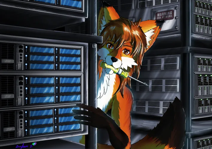 Thumbnail Fox at Work Art by Farfener | Furry Category