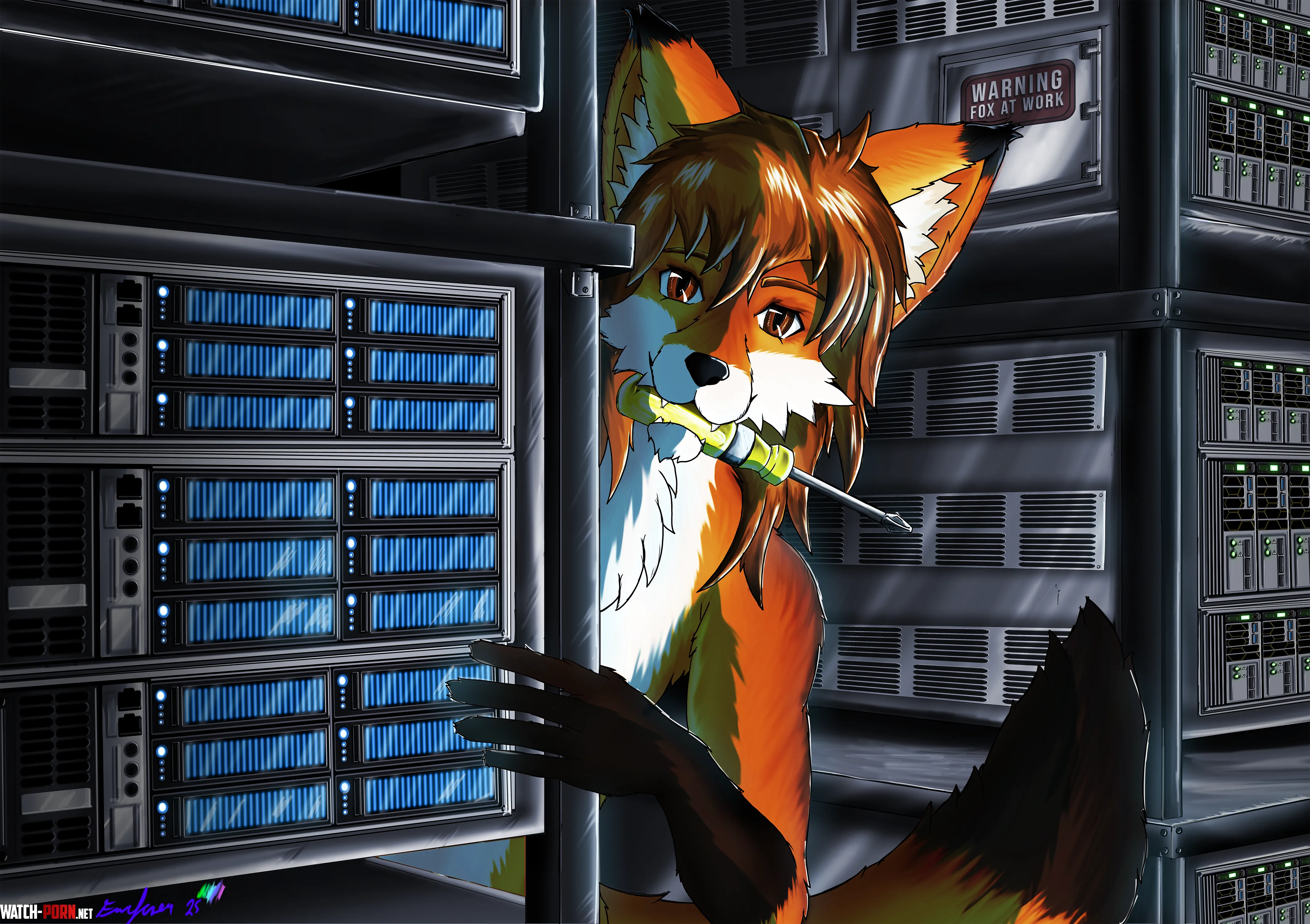 Fox at work art by Farfener by SkyWolf_9000