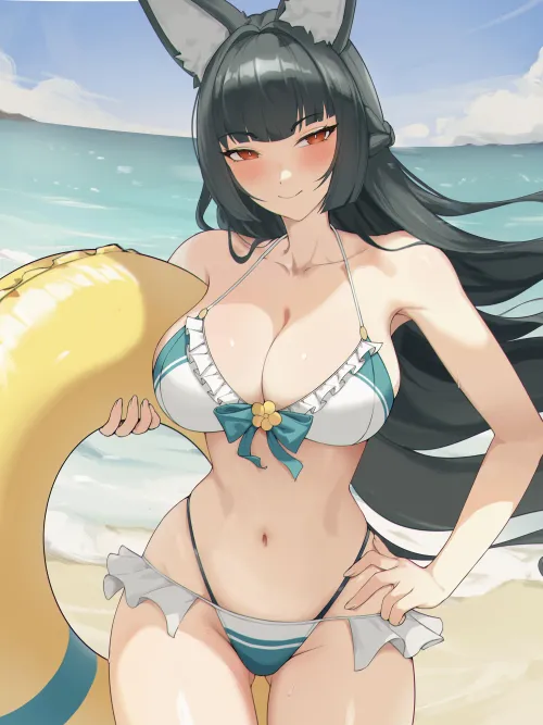 Thumbnail Miyabi at the Beach: An Ecchi Scene by xSaviour_N
