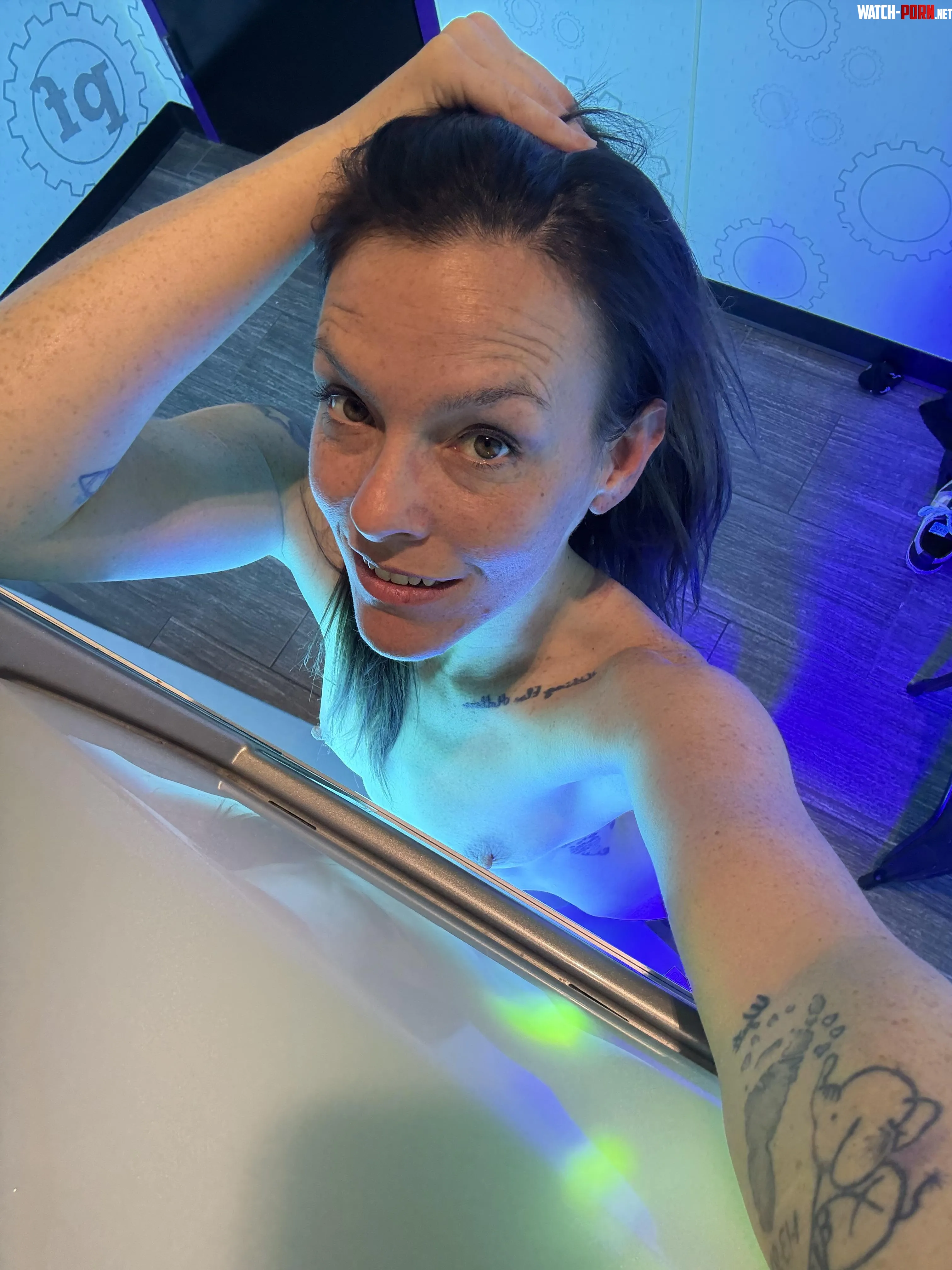 Stripped down after a sweaty workout by Hedontastical