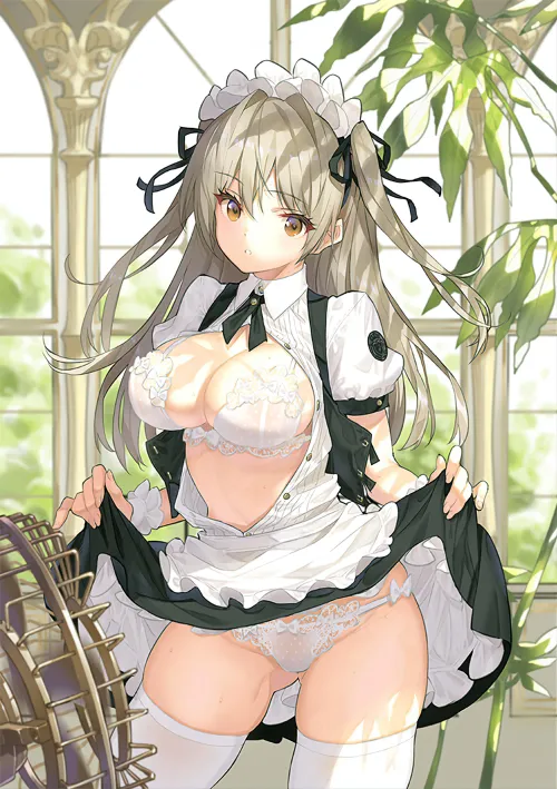 Thumbnail Seductive Maid in White Lingerie: A Tempting Display by marxsander2016