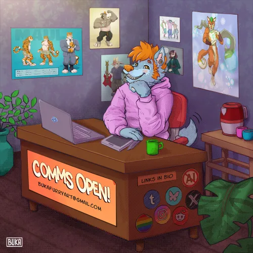 Thumbnail Leander_art's Furry Art: BukaPocoto Comms Open & Smiles Galore