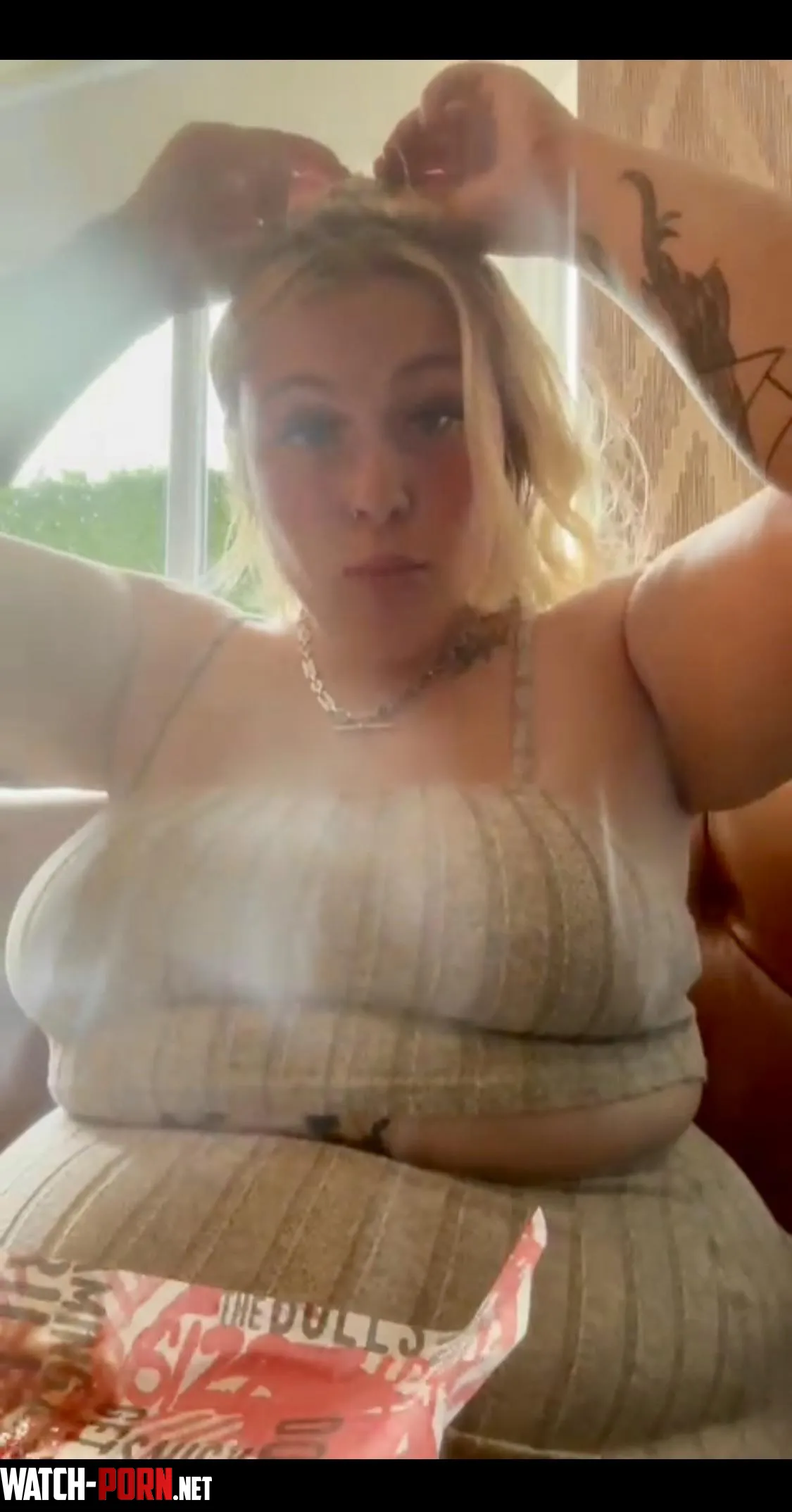 Loved stuffing my belly in public Had to make a video while I was at it   by Kk22boooooo
