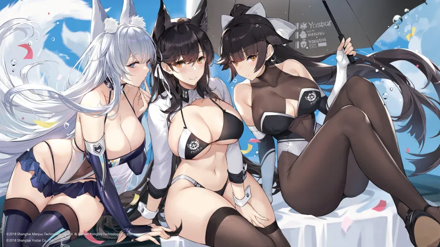 Thumbnail Race Queens Shinano Atago and Takao Hatoyama Azur Lane by llamanatee | Category: Anime Bodysuits