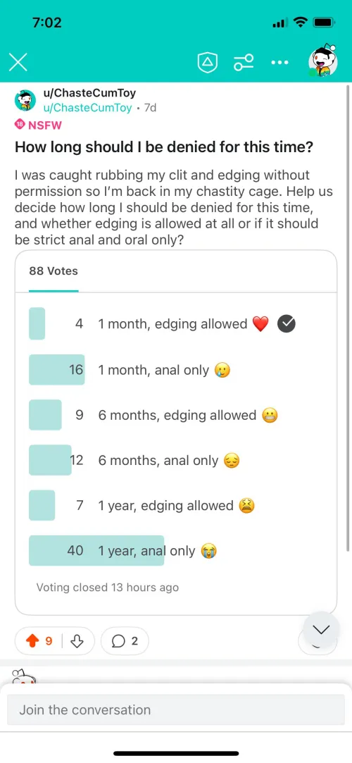 Thumbnail Reddit's Verdict on Edging Punishments by ChasteCumToy