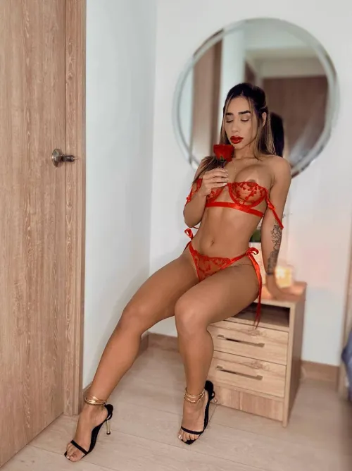 Thumbnail Waiting in Red Lingerie by katiecruzmodelo | redlingerie