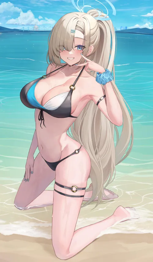 Thumbnail Asuna's Beach Pose in Blue Archive - A_MASSIVE_PERVERT's Capture