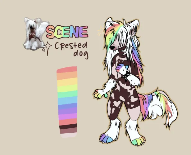 Thumbnail Crested Dog Furry Art by Agreeable-Citron-389 | SCENE Creation