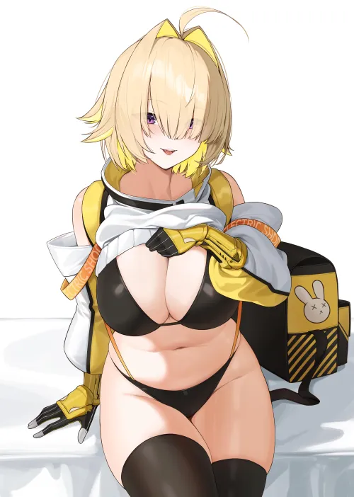 Thumbnail Elegg Sweater Lift Gohan Oni Goddess of Victory Nikke - BigAnimeTiddies