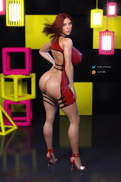 Thumbnail Black Widow Red Dress TB25 Marvel: A Seductive Look by Cortxna