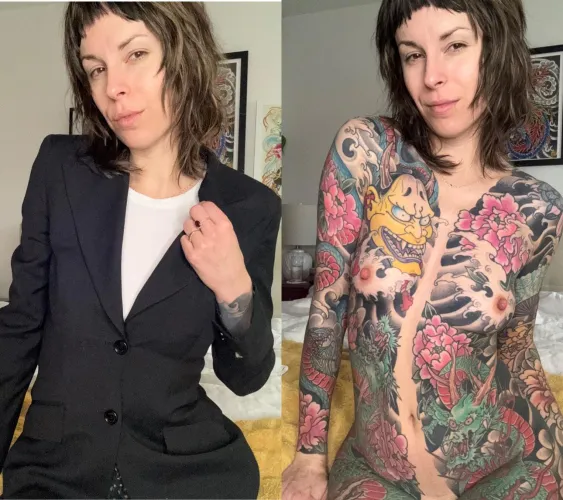Thumbnail Kuzagirl reveals 'One Girl, Two Sides' in HotChicksWithTattoos