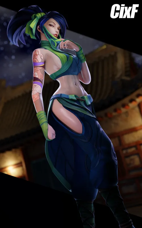 Thumbnail Midnight Walk Akali Sensual Art by CixF | Rule34LoL