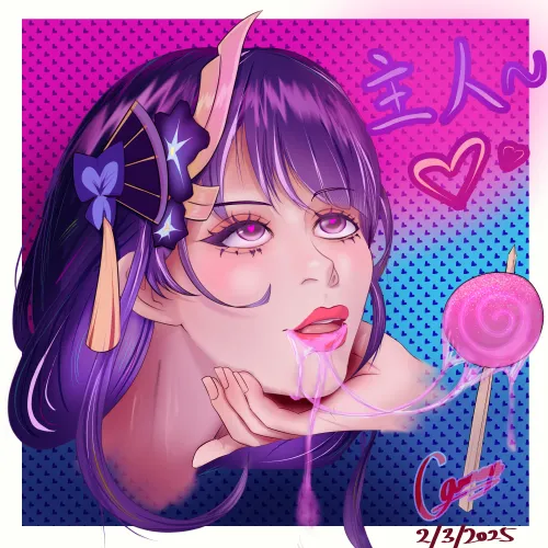 Thumbnail There there just taste the delicious dango and let it melt all your worries away Raiden Shogun from Genshin Impact drawn by Canmers by HVN23 - Soothing HypnoHentai Moment