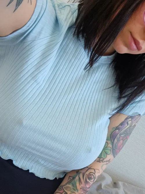 Thumbnail Babyblue Shirt and Pokies: A Subtle Yet Alluring Look by DizzyDora_