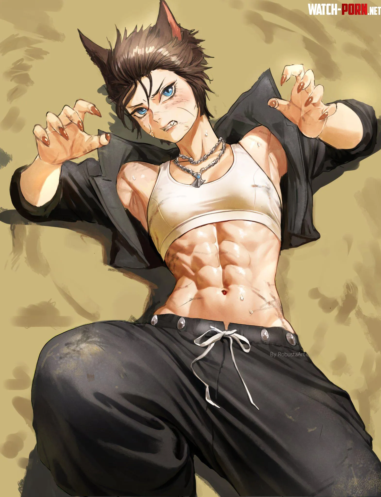 Cat Playtime RobustaArt Original by Throwawheylmao