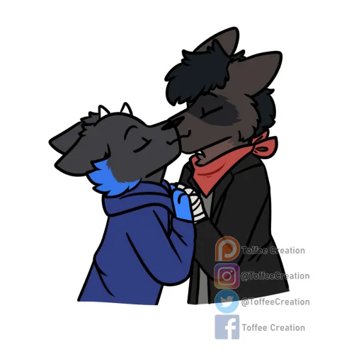 Thumbnail ToffeeCreation's Kisses Couple YCH Artwork for Furry Lovers