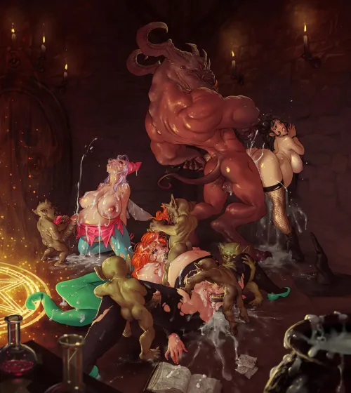 Thumbnail Slutty Witches Summone Horny Demons by Mistake in a MonsterMen Story by beelord25