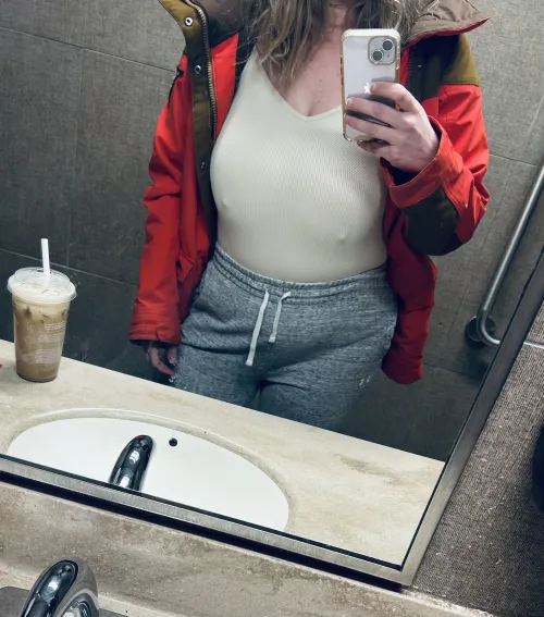 Thumbnail Deciding on Coat at the Coffee Shop by _blondebabe420