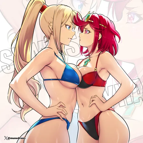 Thumbnail Lovelycuttte: Samus and Pyra Face-Off in Mune Metroid x Xenoblade