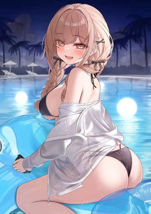 Thumbnail In a Pool on an Inflatable Artist OC - Fun-filled Pantsu Adventure