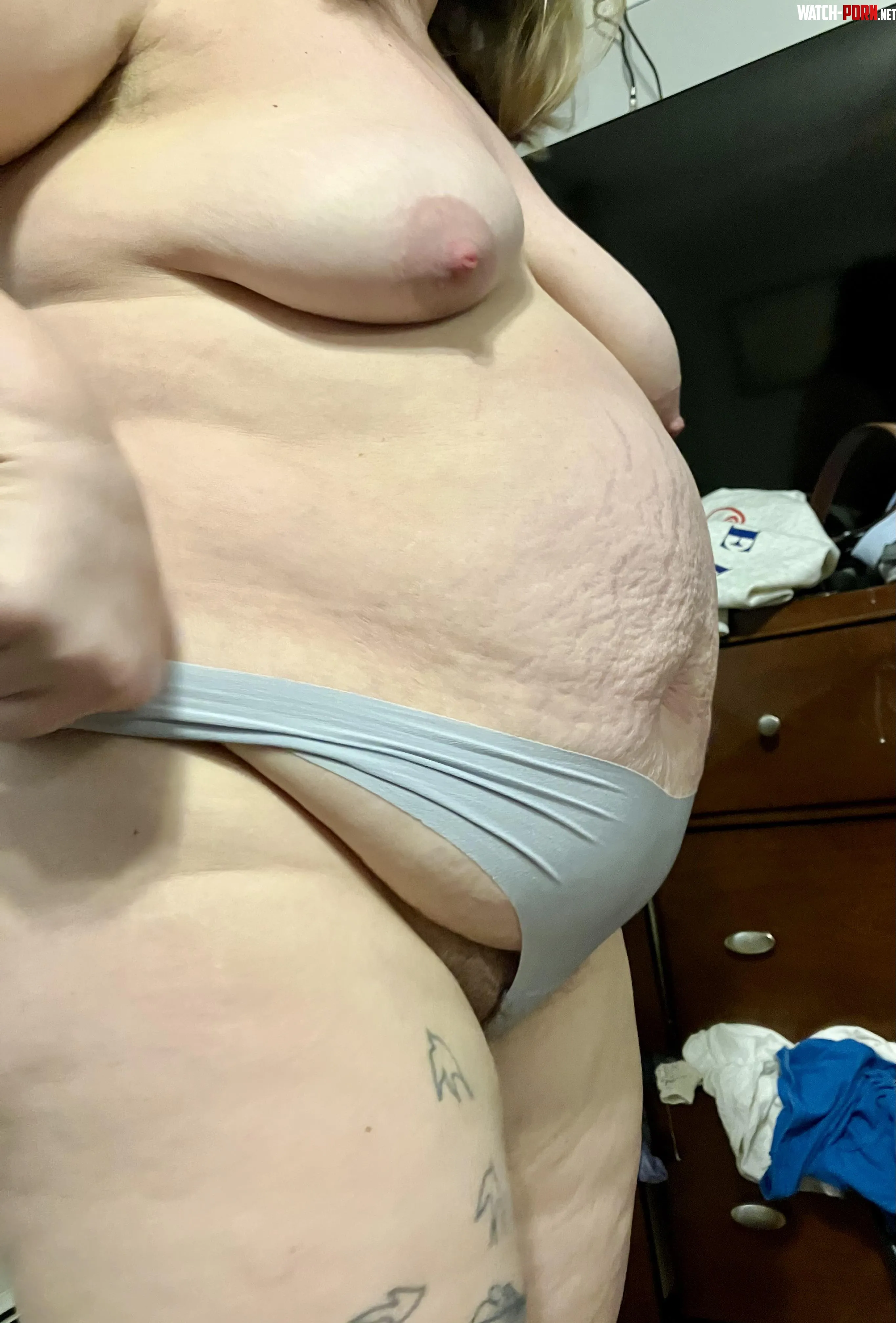 Belly peeking under the thong by youdirtyhoe