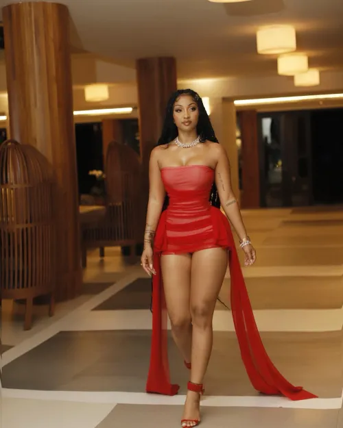 Thumbnail Shenseea Stuns in a Red Dress in HipHopGoneWild Category