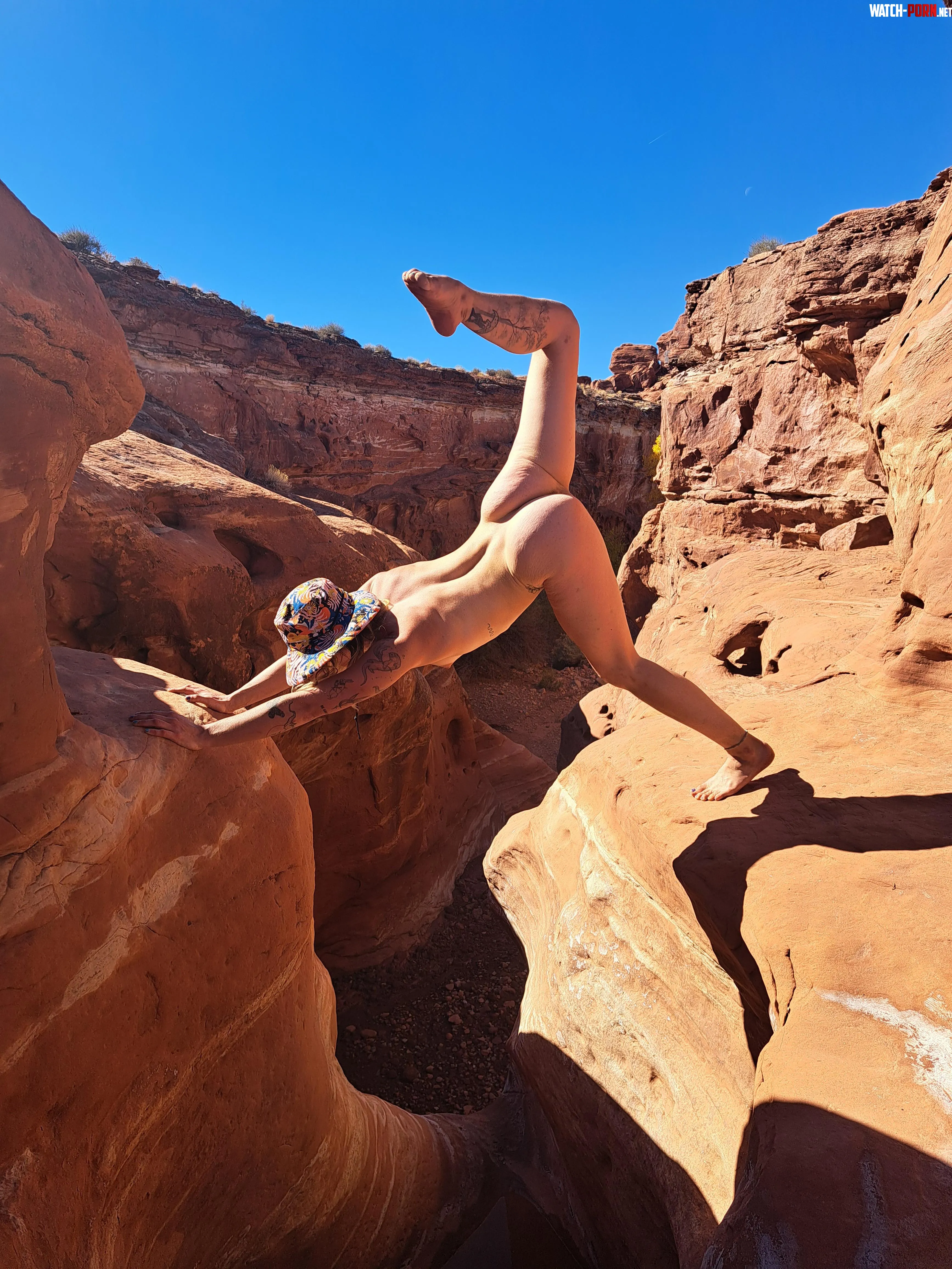 Desert yoga across the canyon by spicyforestnymph