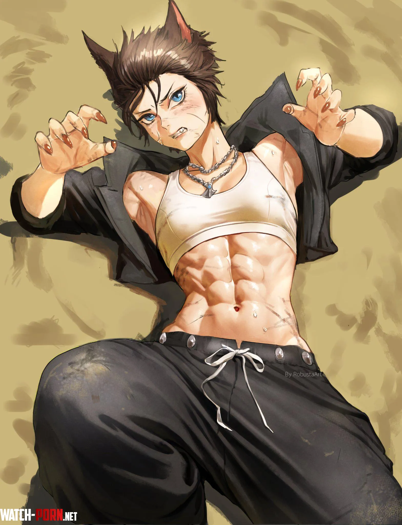 Cat Playtime RobustaArt Original by Throwawheylmao