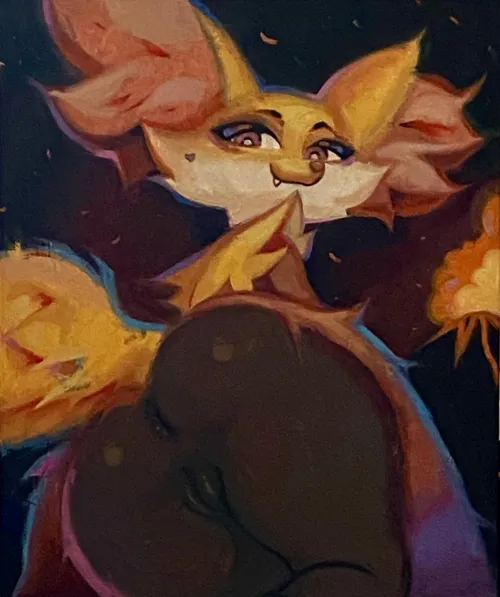 Thumbnail ChokizaRt's Monumental Delphox Oil Painting Unveiled in PokePorn Masterpiece
