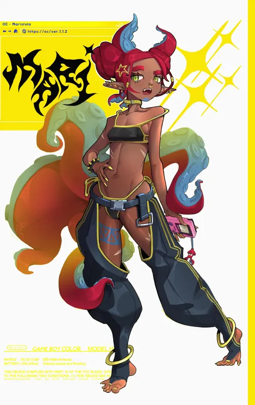 Thumbnail Meet Mari OC Design Commissioned Work - Waterproof Gameboy by kupdoodles in MonsterGirl