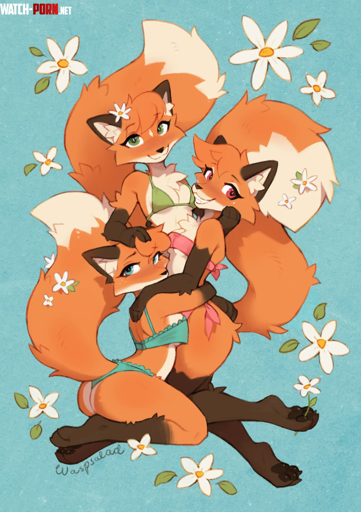 Q A cozy pile of fox by waspsalad