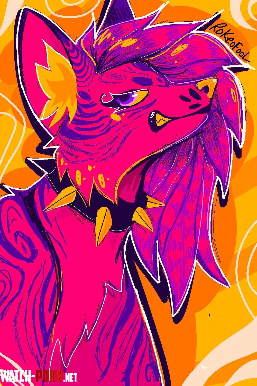 Pink Fox Drawn by me by Rokeofool