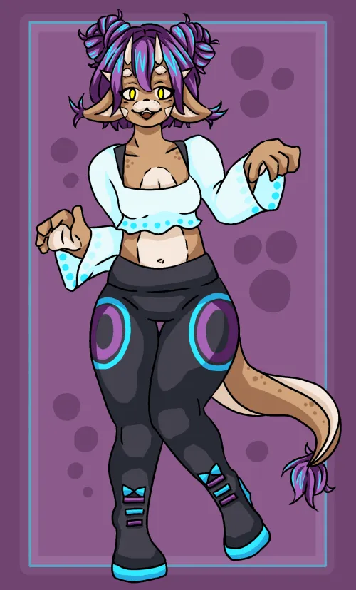 Thumbnail Neon Cat Girl Art by Soshiiii - A Vibrant Furry Creation